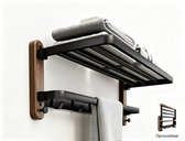 Doucherek - Badkameraccessoires - Opvouwbaar doucherek - Geen boren nodig - Hangend - Badkamer - Walnoothout - Dubbel