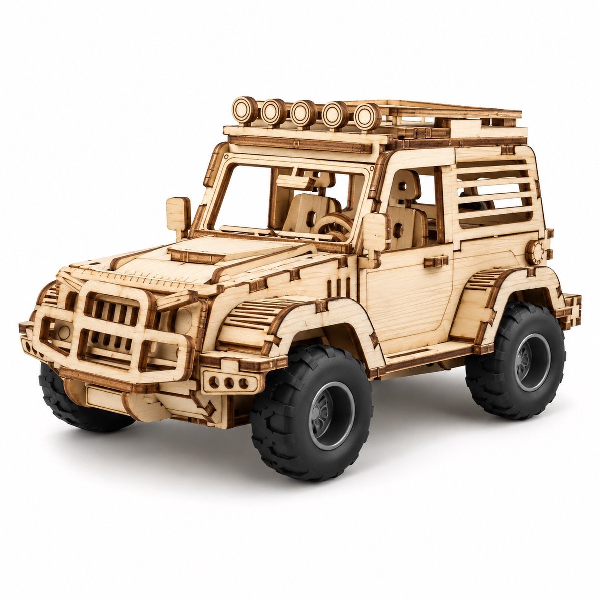 SUV Jeep 125-delig met pull-back mechanisme Houten DIY Modelbouw