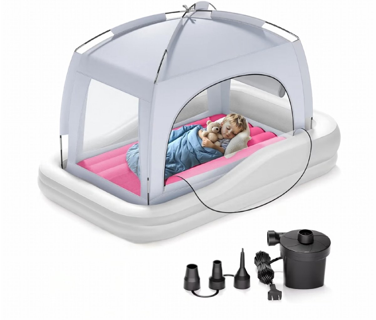 BIXc®- Opblaasbaar reisbed, opblaas bed, met muggen net.