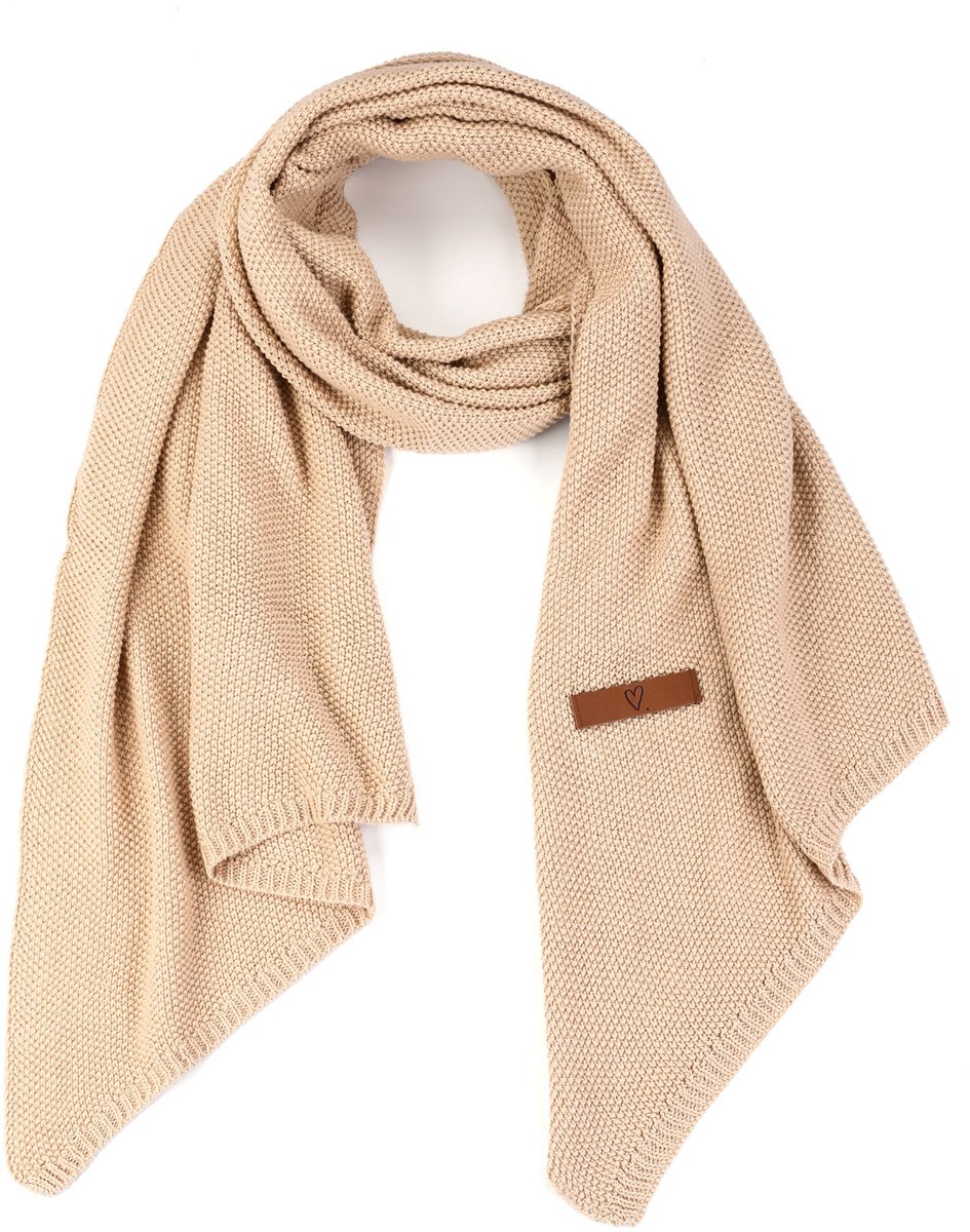 Gebreide Wintersjaal – 100% Katoen (Luxe Basic) - Kaki