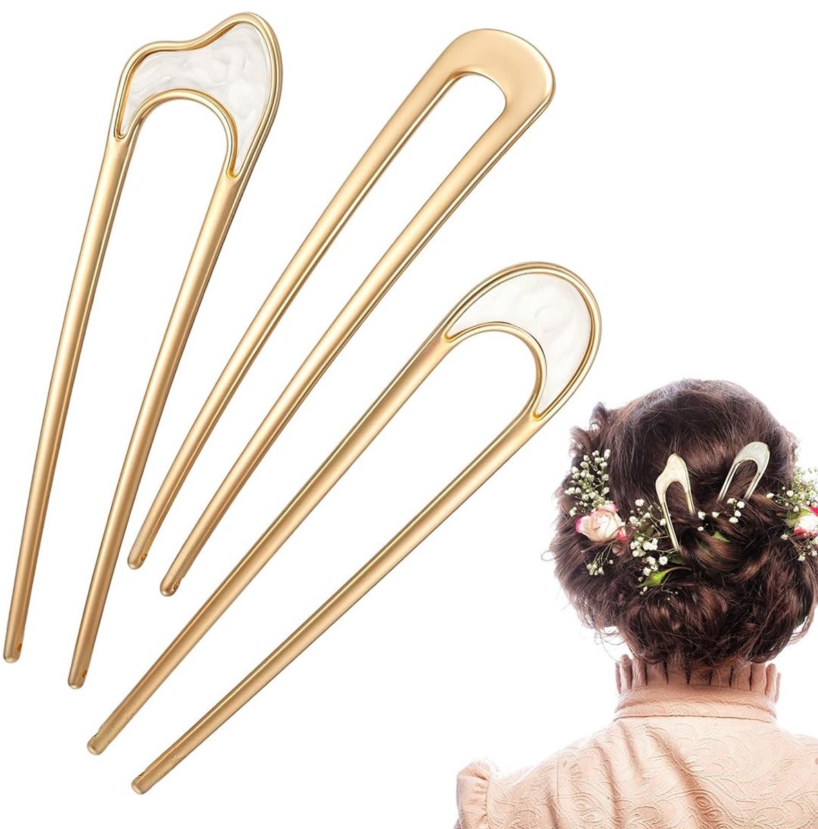 Jhubersproducts - U-vormige haarspelden - Haarspeld voor dames - Vintage haarknot - Kapselaccessoires - Haarspelden voor meisjes - Perfect voor elke g