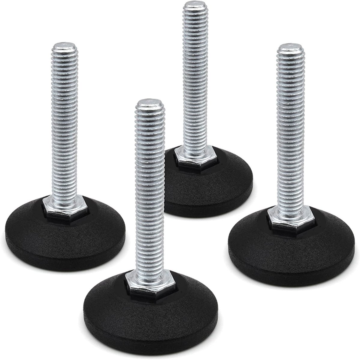 Jhubersproducts - Verstelschroef - Stelschroef M8 - Draagkracht tot 400 kg - Ø 38 mm - Kunststof voet - Voor meubels - Set van 4