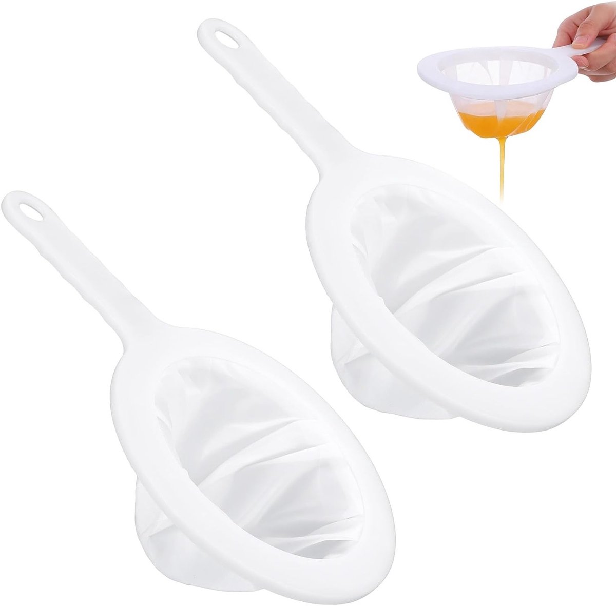 2 Stuks Fijn Zeefje, 100/120 Mesh Nylon Zeef met Handvat voor het Filtreren van Voedsel, Olie en Sap