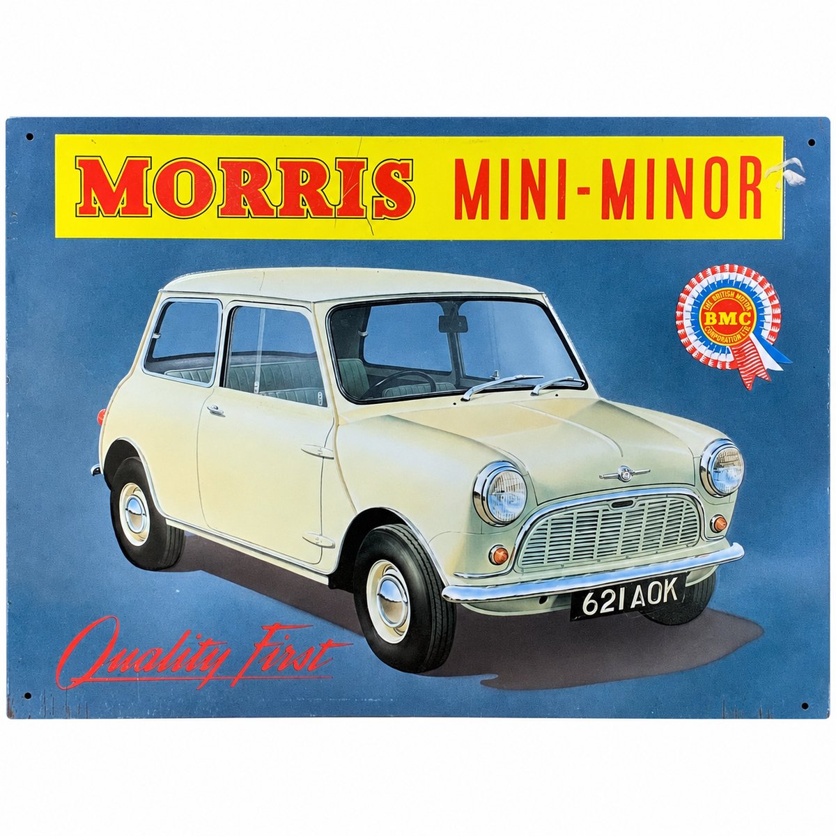 Morris Mini-Minor Metalen Wandbord - Morris Mini-Minor Groen - 30x40 cm - Retro Auto Decoratie - Mancave Garage Bord - Wanddecoratie Woonkamer - Cadeau Man - Vintage Reclamebord - Reclameplaat - Cafe - Bar - Kroeg - Tekstbord - Vintage - Muurplaat
