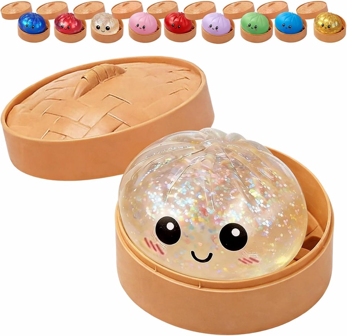 1 stuk Dumpling Squishies Toy - Dumpling Squishy Fidget Toy - 8.5x5.5cm Kleurrijke Dumplings Stressballen Fidget Sensorisch Speelgoed, Knijpbal Stressverlichtend Handspeelgoed met Voedselstomer Rekbaar Bureauspeelgoed (Willekeurige Kleur)