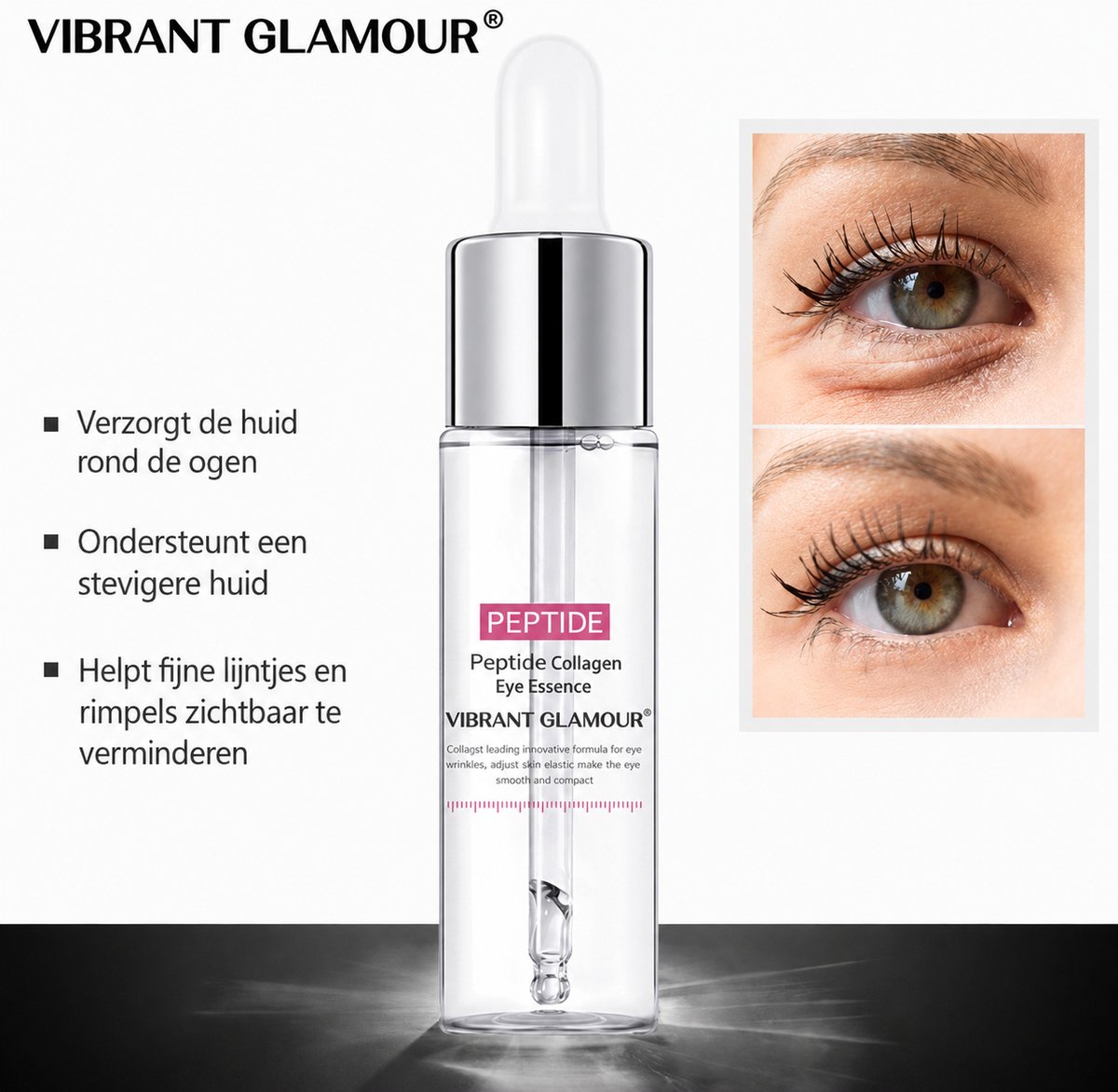 VIBRANT GLAMOUR Peptide Serum – Anti-Aging Gezichtsserum – Met Peptiden, Collageen & Hyaluronzuur – Hydraterend & Verstevigend