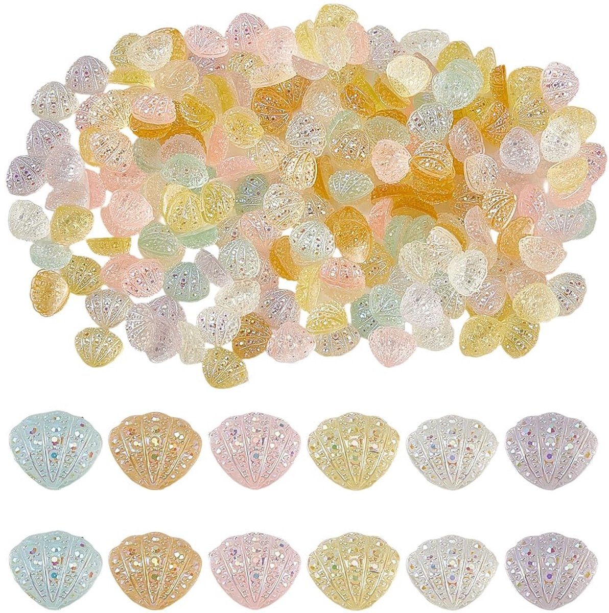 Jhubersproducts - Schelp Nail Charms - 3D Manicure Decoratie - Voor Nail Art - 200 Stuks - Creatieve Nagelaccessoires - Kleurige Nail Art - Geschikt v
