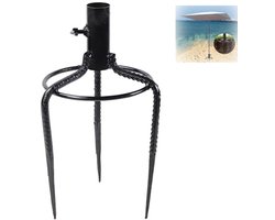 VHV - Parasolhouder - Grondanker - Parasolvoet - Grondpen - Voor tuin, gras en camping - Universeel - Stabiel - 37 x 19 x 19 cm - Zwart