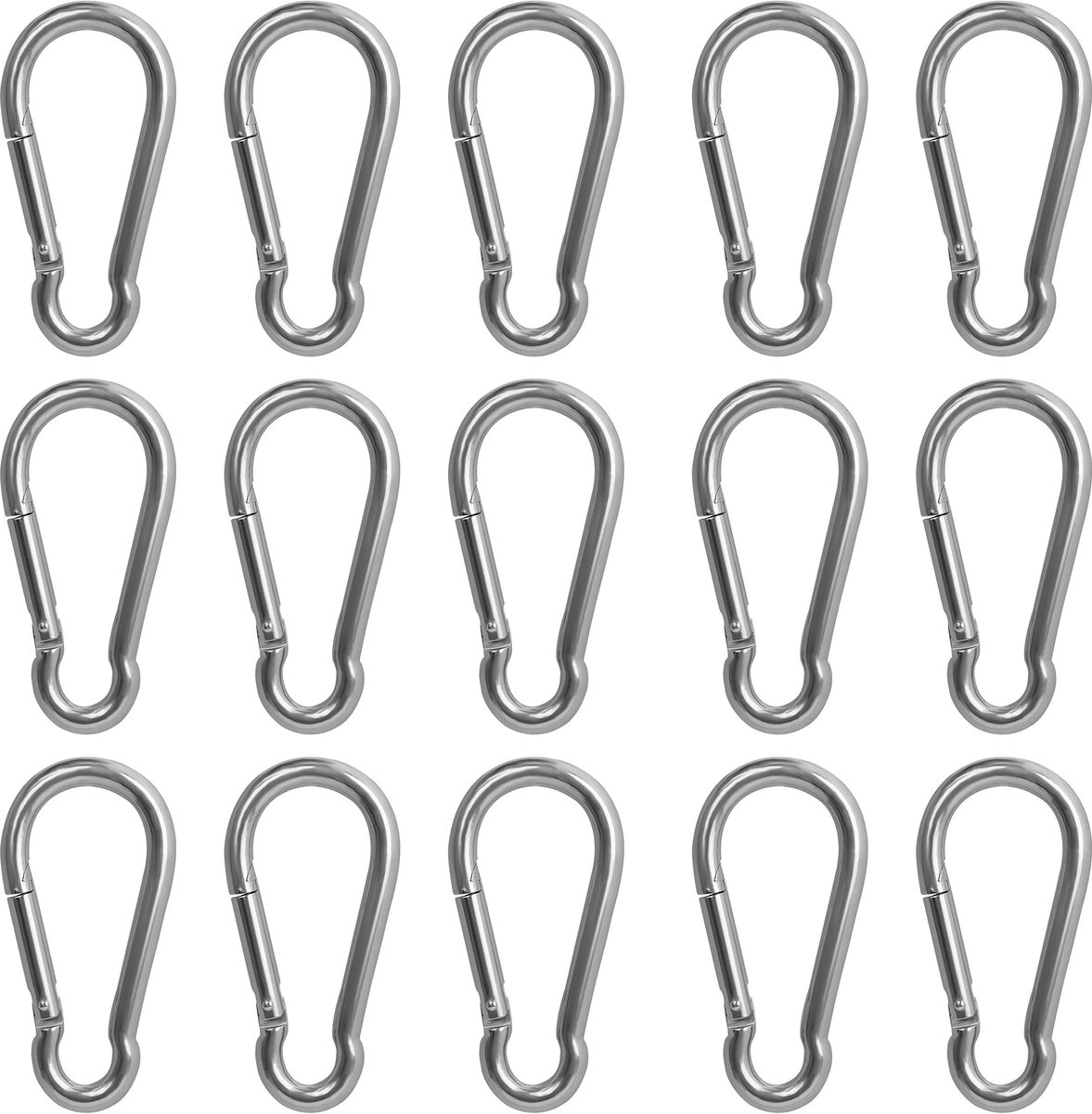 Jhubersproducts - Roestvrij Stalen Klik Ring - Multifunctioneel - 15 Pak - 4cm - Duurzaam - Voor Sleutelhangers en Camping Accessoires