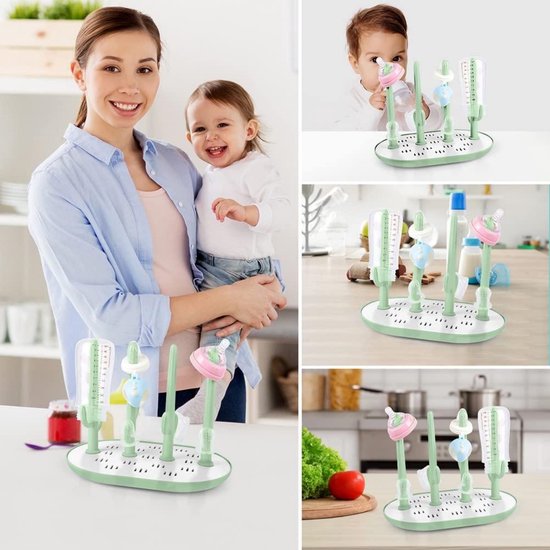 longziming -Flessendroger - Flessenrek - Droogrek Voor Babyflesjes - Hygiënisch Luchtdoorlatend Ontwerp - Opvouwbaar En Ruimtebesparend - Cactusvormig Design - Houdt Aanrecht Schoon En Georganiseerd - 1 Stuk van longziming — afbeelding 5