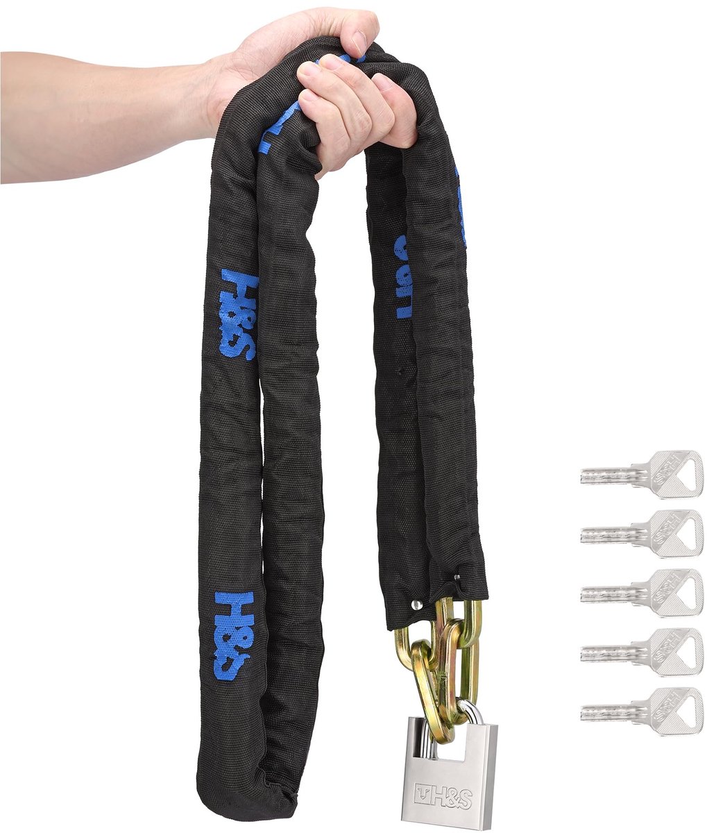 Smoakez - Zware Fietsketting en Motorslot - Anti-diefstal Beveiliging - 10 mm x 2 m - Veiligheidsketting met Hangslot - Geschikt voor Fietsen en Mo...