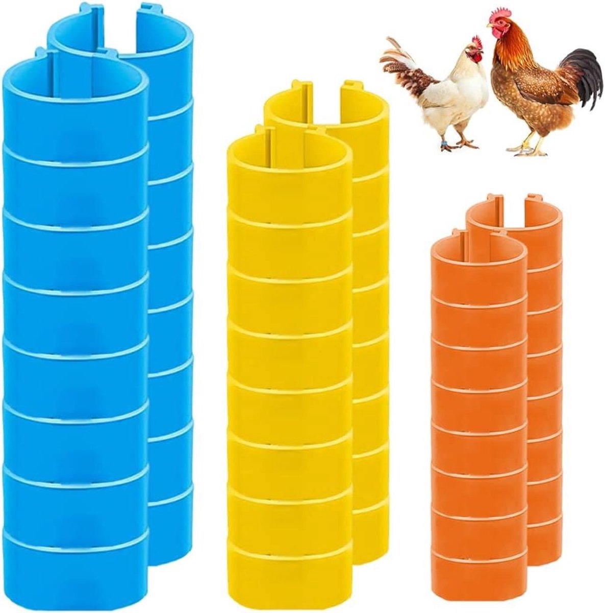 Vogelvoetringen - Kippenringen - 120 stuks - Diverse maten - Kleurrijk - Vogelbenen - Geschikt voor kippen - Meerkleurig model
