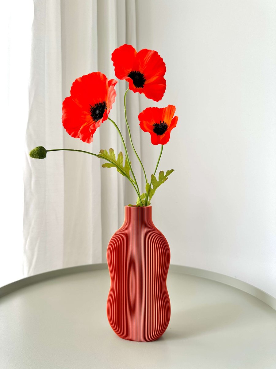 BABBIA Siervaas Terracotta – Geribbelde Design Vaas – Droogbloemen Vaas – Bouwbloemen Vaas – Cadeau Woondecoratie