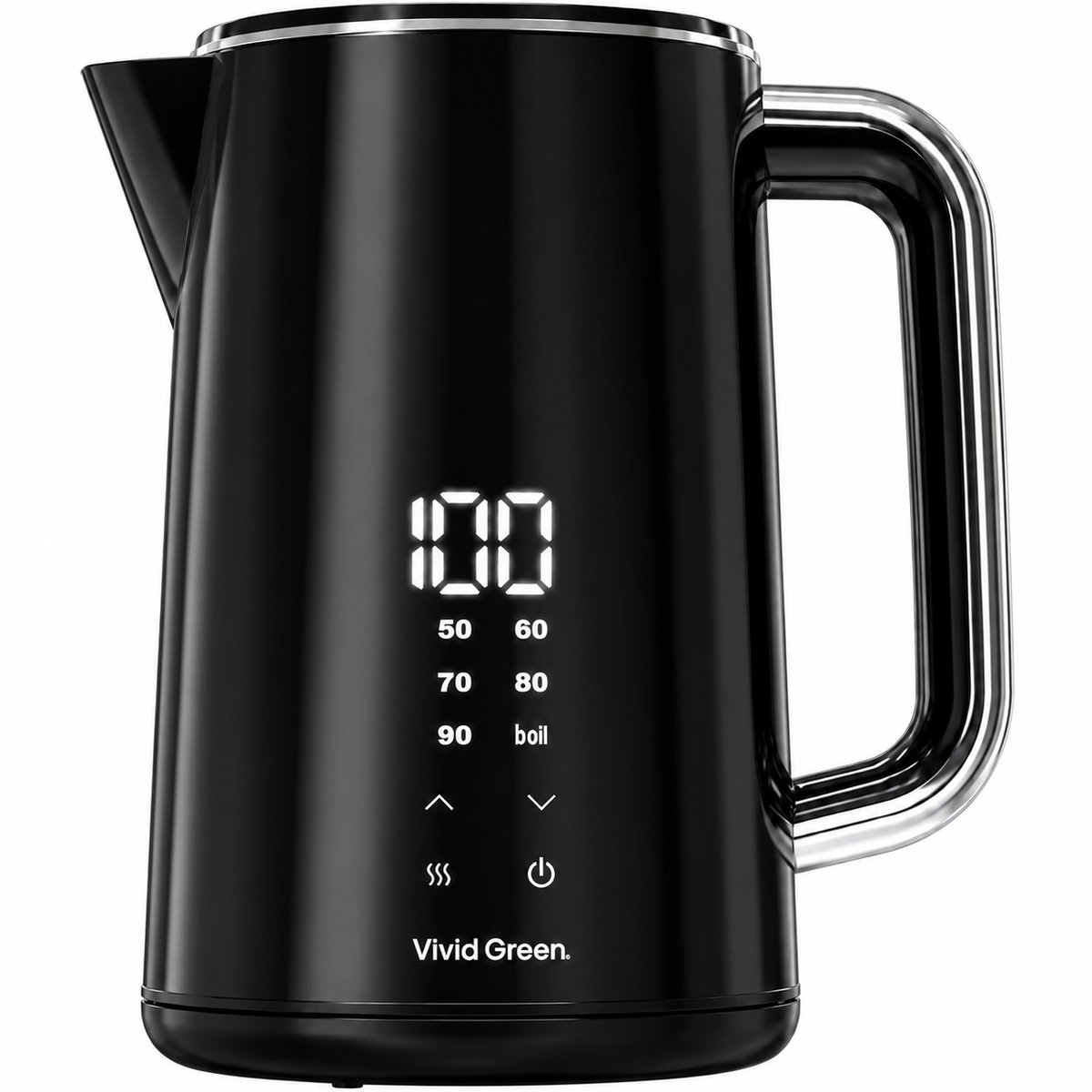 Vivid Green 2200W Waterkoker - 1.7L - Instelbare Temperatuur - BPA-vrij - Dubbelwandig - Warmhoudfunctie - Elektrisch - RVS - Zwart — afbeelding 1