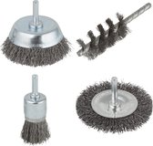 wolfcraft - Staalborstel boormachine set 4 delig - Draadborstel - Schuurborstel - Borstelset – Roestverwijderaar - 2133000