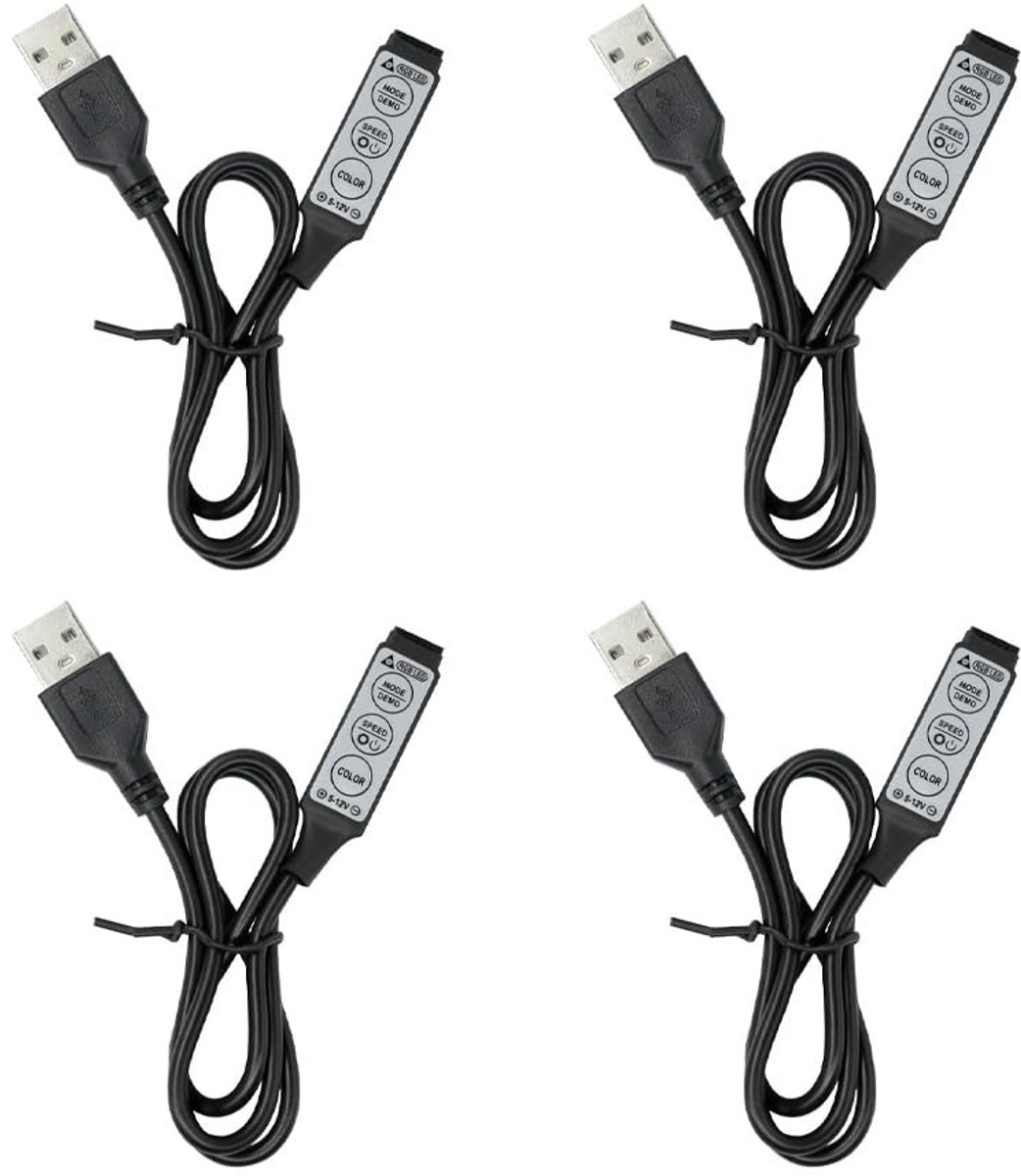 Zeynomax - USB RGB-controller - LED-dimmer met 3 knoppen - 19 dynamische modi - DC5V - Geschikt voor LED-verlichting - Alu behuizing