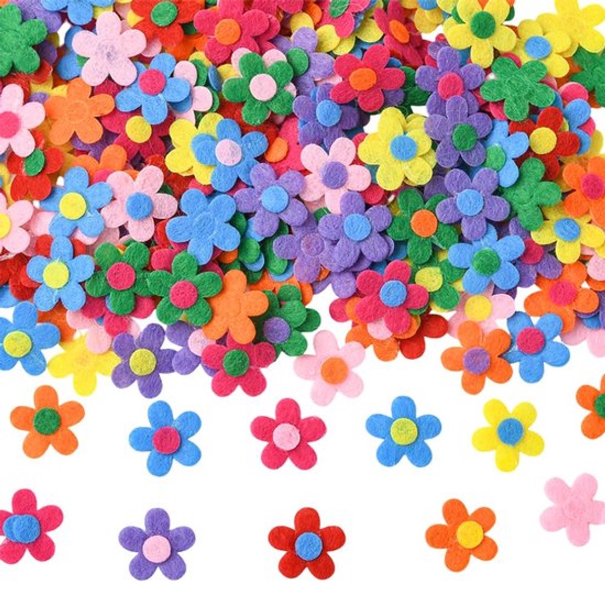 300 Stuks Vilt Bloemen - Diverse Kleuren Voor DIY Ambachten