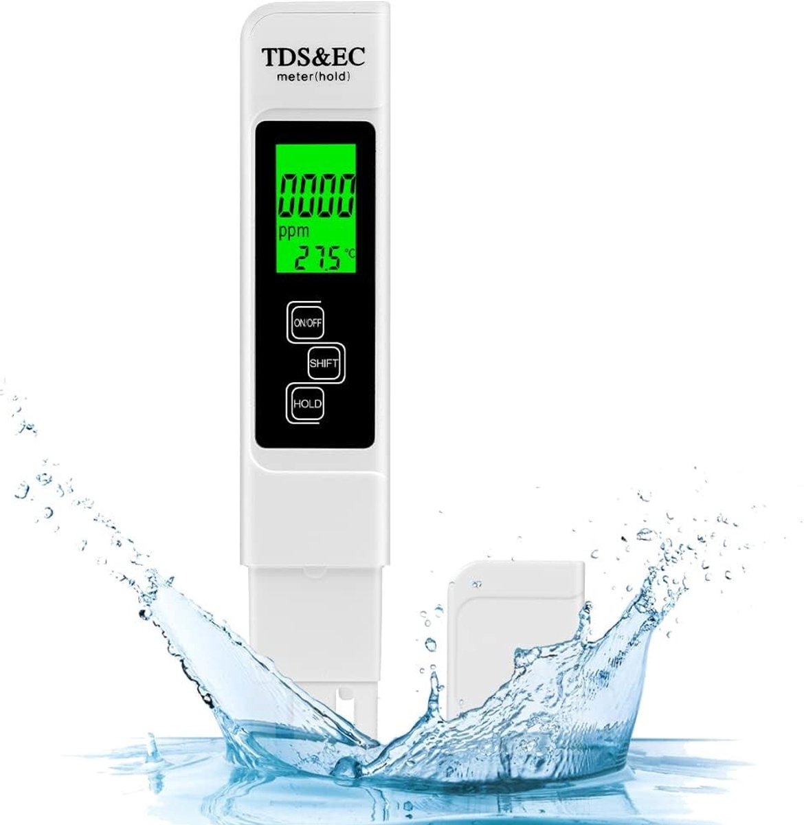 Elzusha - TDS/EC-waterkwaliteitstest - Watermeter - Achtergrondverlichting - Handzaam formaat - Drinkwater - Geschikt voor zwembad en aquarium