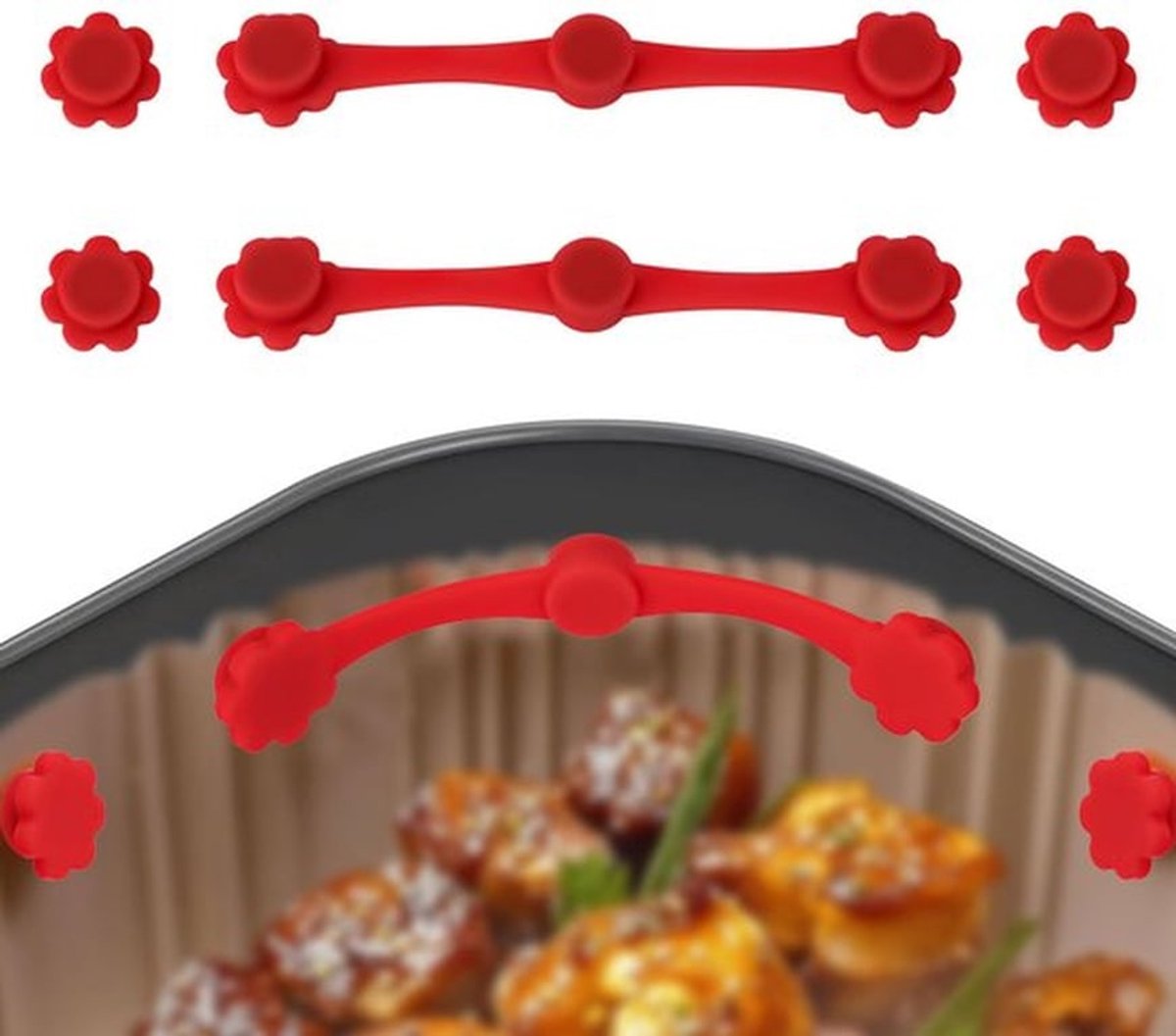Silicone Buckles voor Airfryer - 2 Sets Bloemvormige Houders - Voor Bakpapier