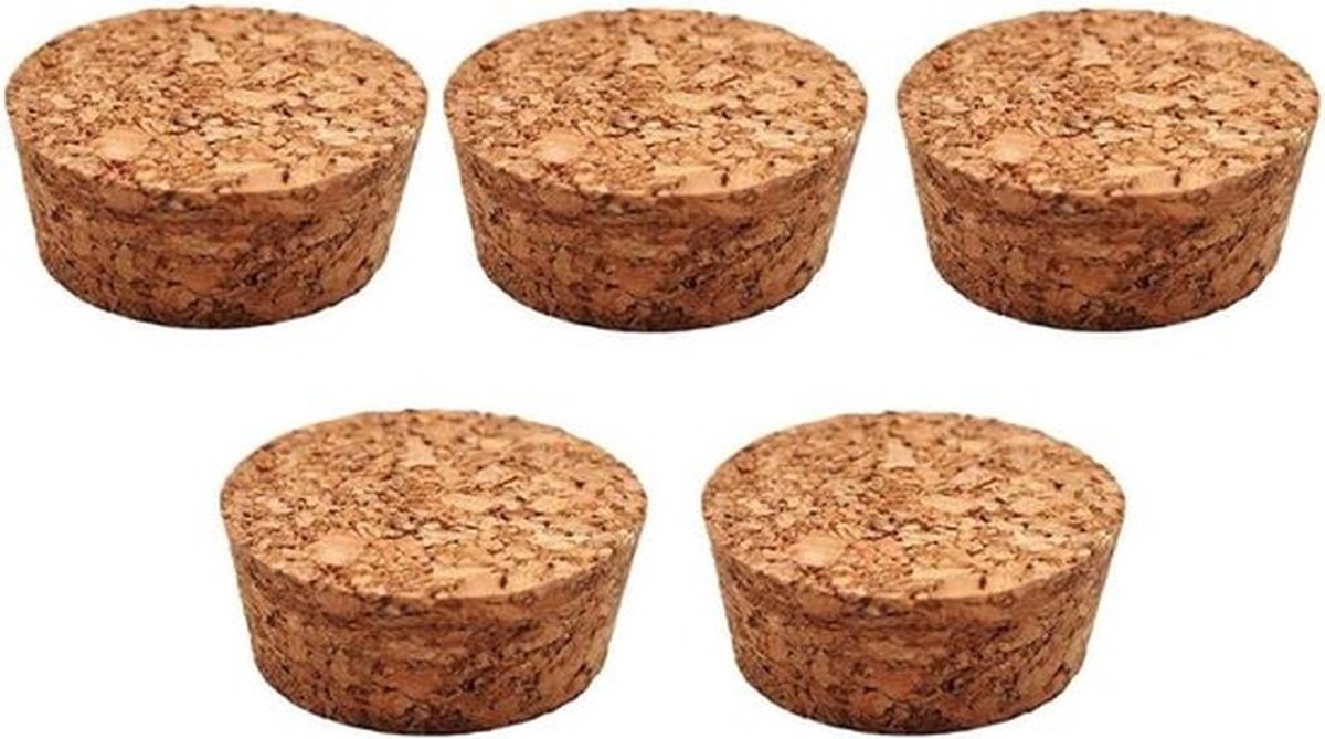 Conische kurkstop 70 mm - 5 stuks natuurlijke kurk - voor wijn- en bierflessen