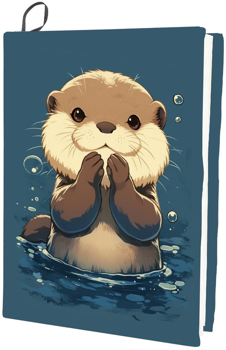 Vlemico - Rekbare boekomslag - Wasbare boekbescherming - Cartoon Otter - Geschikt voor hardcover boeken - Herbruikbare notitieboekomslag - Perfect ...