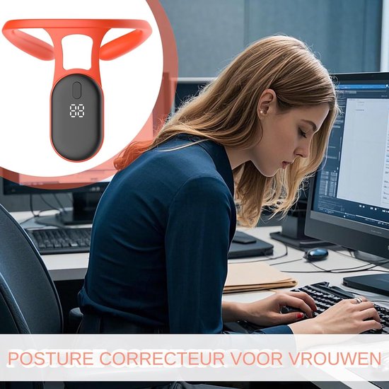 Houding Corrector - Rug Monitor - Zittend Werk - Ingebouwde Sensor - Verstelbaar - Oranje van Merkloos — afbeelding 4