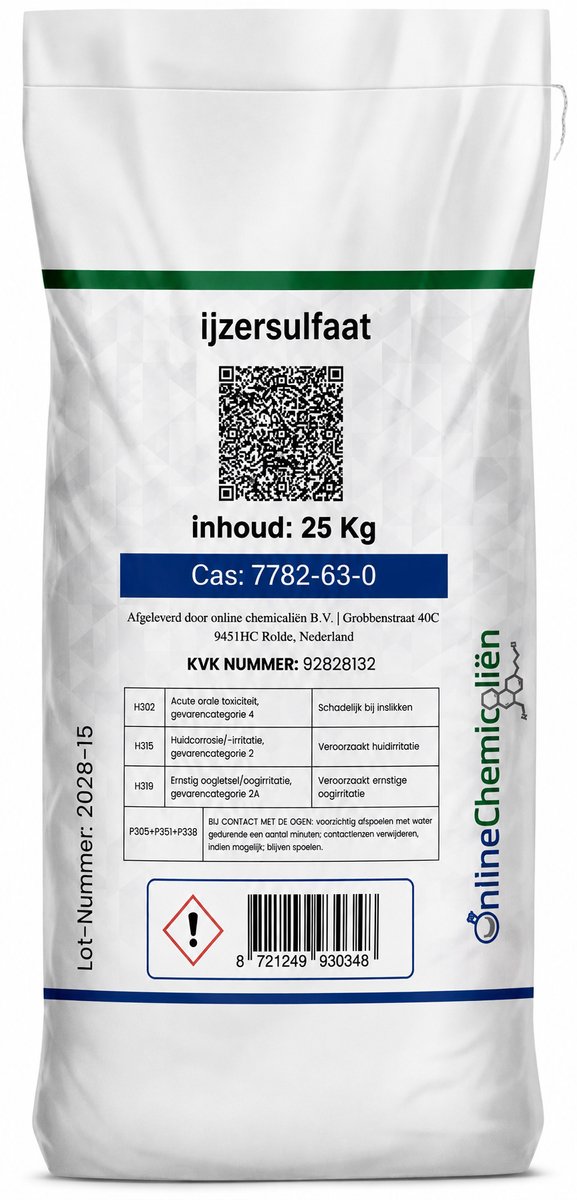 Online chemicalien – IJzersulfaat – 25 kg – Anti Mos – Meststof – Mosvrij Gazon – 1000m2