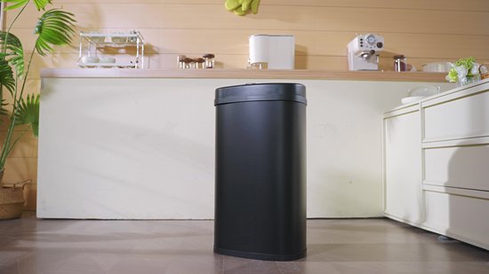 Bayt Prullenbak - Prullenbak 60 Liter - Prullenbak met Sensor - Vuilnisbak - Afvalbak - Metaal - Zwart