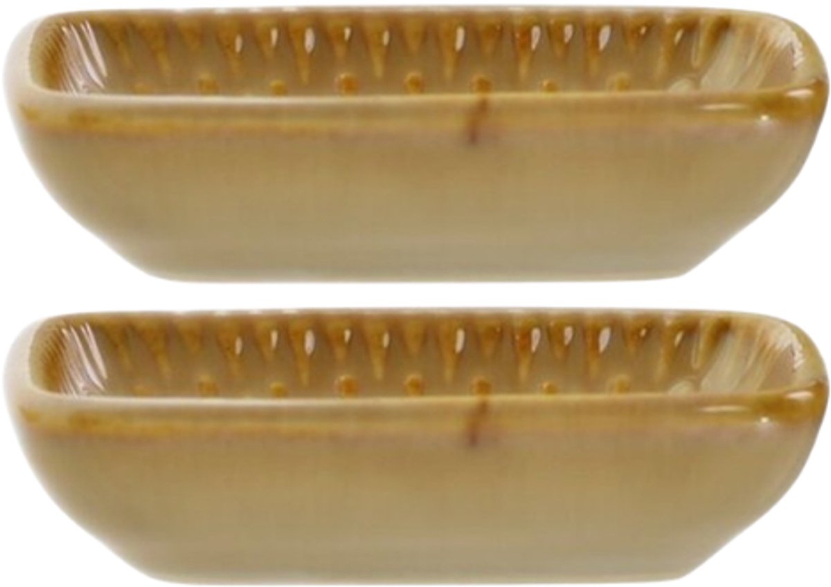 MPLCo - Ombre Insta Dip Bowl - Kleine Serveerschaal - Set van 2 - Tapas Schaaltje - Sauskom - Oven, Magnetron & Vaatwasser Bestendig - Mini Ovenschaal - Keramiek - 8 x 6 x 2 cm - Lichtbruin