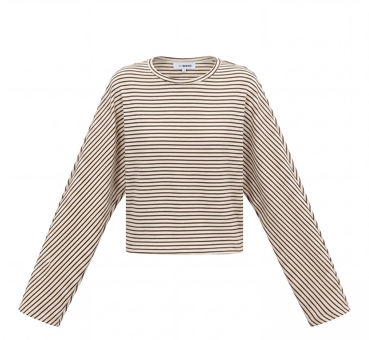 Klassiek Gestreept T-shirt met Lange Mouwen – Modieuze Dames Longsleeve met Boothals – Fijngebreide Stretchtop met Horizontaal Streepdessin - Off white - S