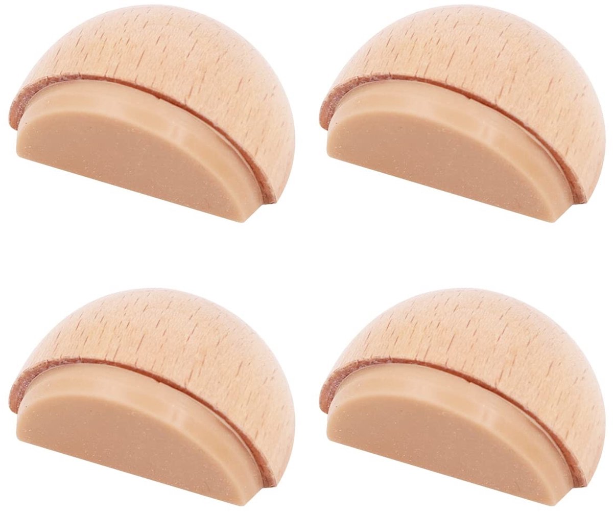 Dailygoods - Houten Deurstoppers - Muurbeschermer - Ronde Deurstoppers - Geluidsisolatie - Deurstopper voor Slaapkamer - Natuurlijke Houten Kleur