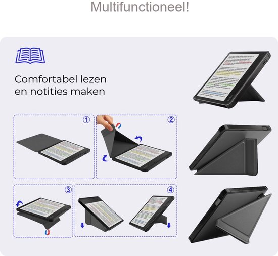 Go Go Gadget - E-readerhoes - Geschikt voor Kobo Libra Colour - Book case - 1 stuk - Grijs van go-go-gadget — afbeelding 3