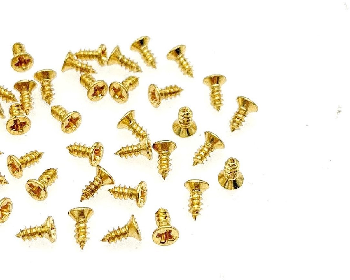 Dailygoods - Mini kruiskopschroeven - Gouden messing schroeven - 100 stuks - Zelftappende schroeven - Voor poppenhuis en sieraden - 5 mm lengte