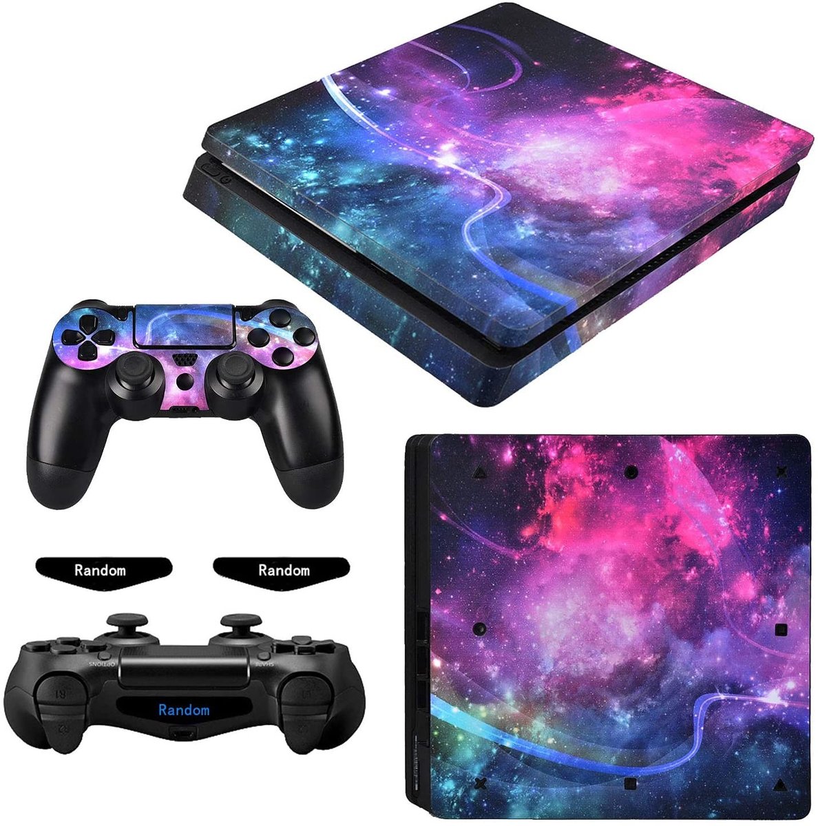 Dailygoods - Skin Sticker - PS4 Slim Console en Controller - Vinyl Decal Beschermhoes - Heldere Melkweg - Anti-Kras - Makkelijk aan te Bre...
