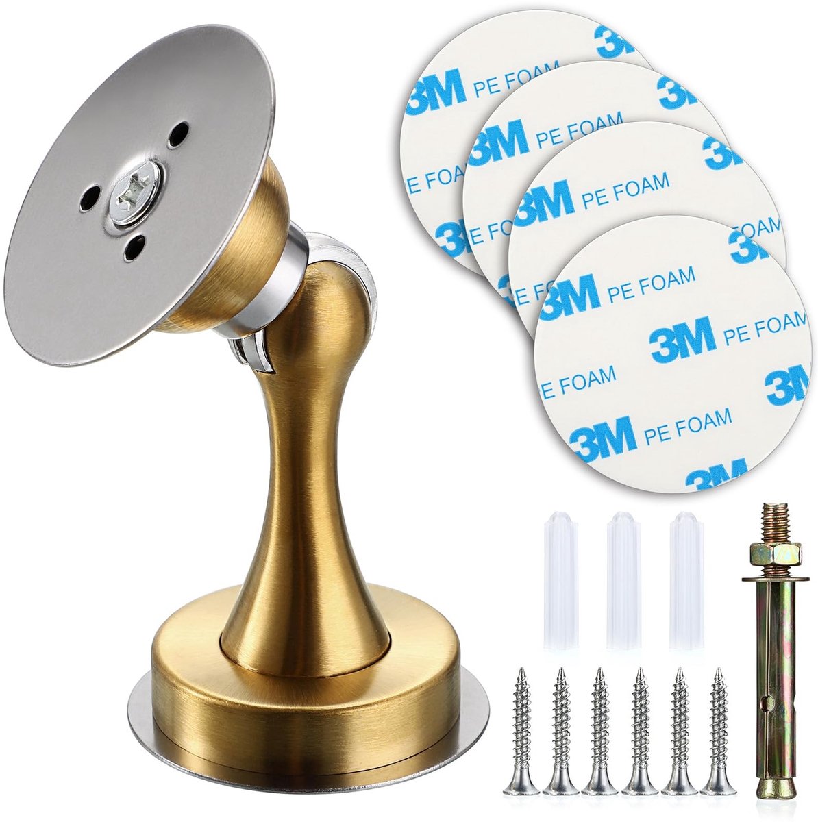 Dailygoods - Magnetische Deurstoppers - Sterke Magnetische Ontwerp - Goud - Deurstopper voor Wand of Vloer - Ideaal voor Thuisgebruik - 3 Meter