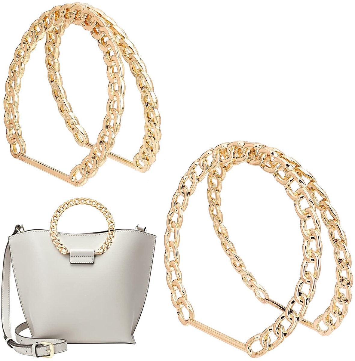 Dailygoods - Handgemaakte Tas Handvatten - Vervangende Handvatten - Decoratieve Accessoires - Goud - Geschikt voor Strandtassen - Perfect voor DIY-pro