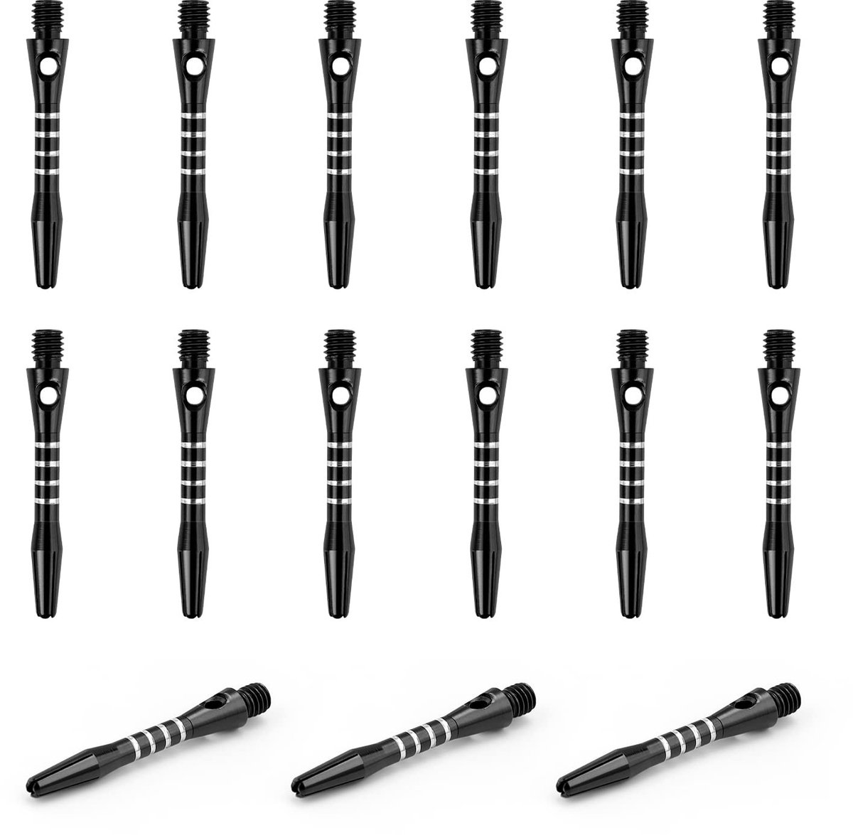 Dailygoods - Aluminium Dartschachten - Set van 15 Stuks - Duurzaam en Sterk - Zwart 40mm - Geschikt voor Zachte en Stalen Darts - Universeel Draad