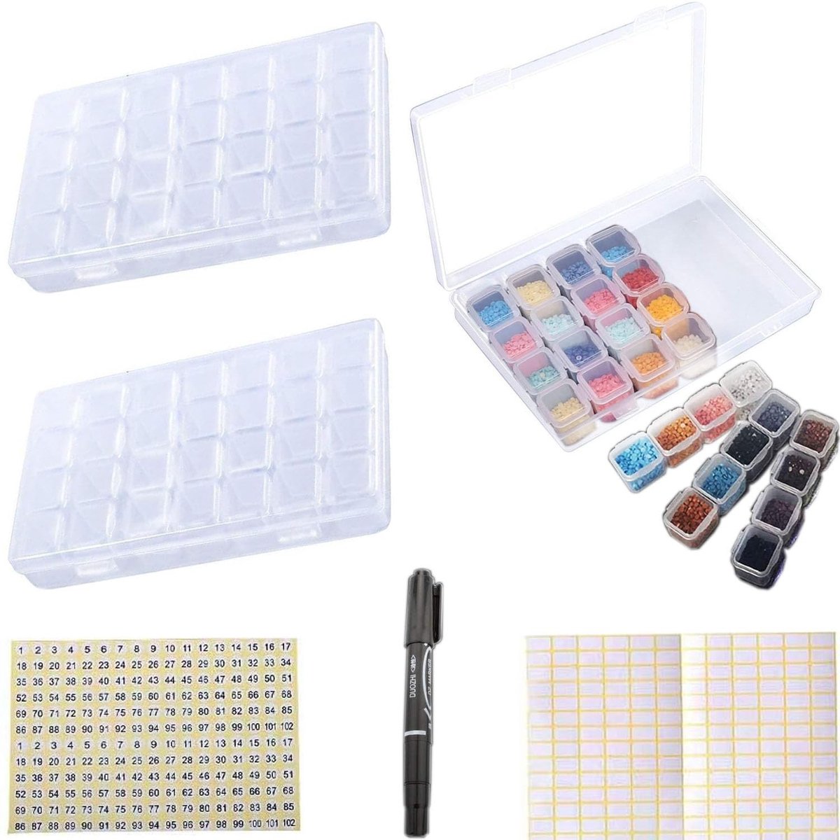 Diamond Embroidery Box - 2 Stuks met 28 Compartimenten voor Sieraden en Nail Art