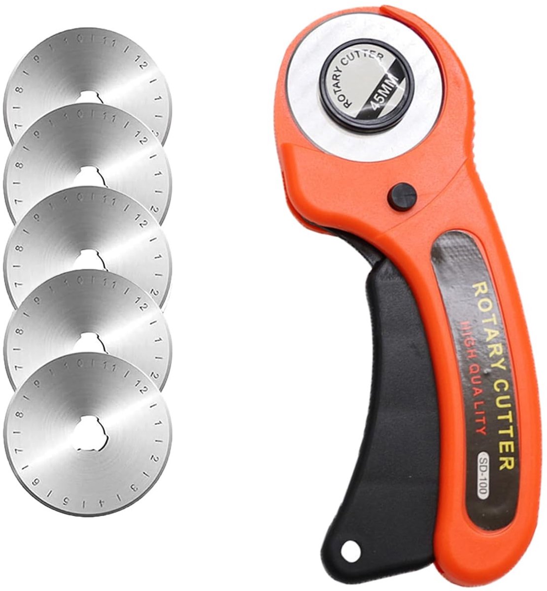 Dailygoods - Roterend snijmes - Professioneel rolmes - 45 mm - Met 5 reservemesjes - Ideaal voor stof en leder - Perfect voor naaiwerkzaamheden