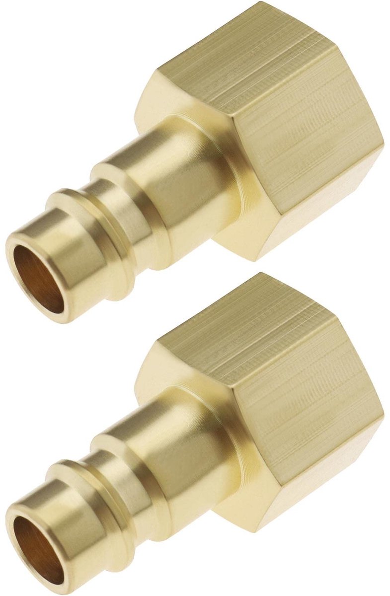 Dailygoods - Perslucht Plug Tepels - Messing Fitting - NW 7.2 - 3/8 Inch Draad - Luchtslang Aansluiting - Geschikt voor Luchtcompressor