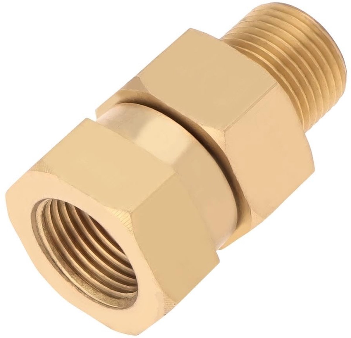 Dailygoods - Draaibare Slangkoppeling - Messing - Verloopstuk - Goud - 3/8 Inch - Geschikt voor Hogedrukreinigers - 1x 3/8 Inch Slangkoppeling