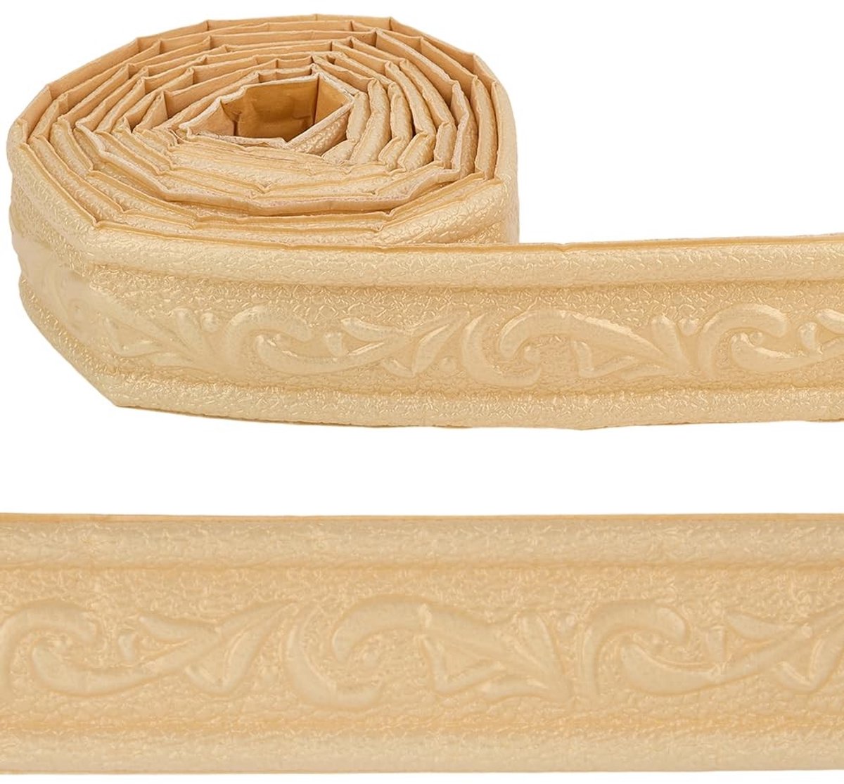 Elzusha - Peel Stick Foam Moulding Trim - Zelfklevende Wanddecoratie - 3D Vine Design - Champagne Geel - Decoratieve Plakstrip - Voor Interieur - 9...