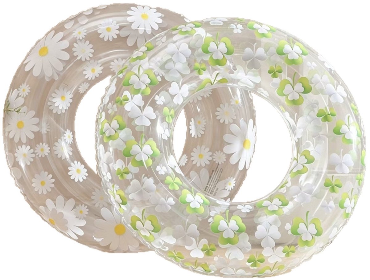 2-pack – Transparante zwembanden (volwassen formaat) – Extra dik PVC-drijfmateriaal – Buitendiameter: 75 cm