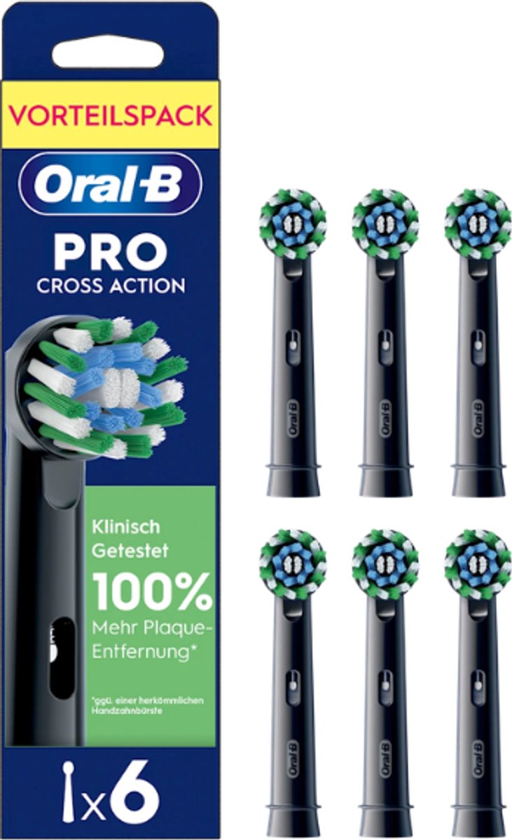 Oral-B Cross Action Pro - Opzetborstels - Met CleanMaximiser Technologie - Zwart - 6Stuks