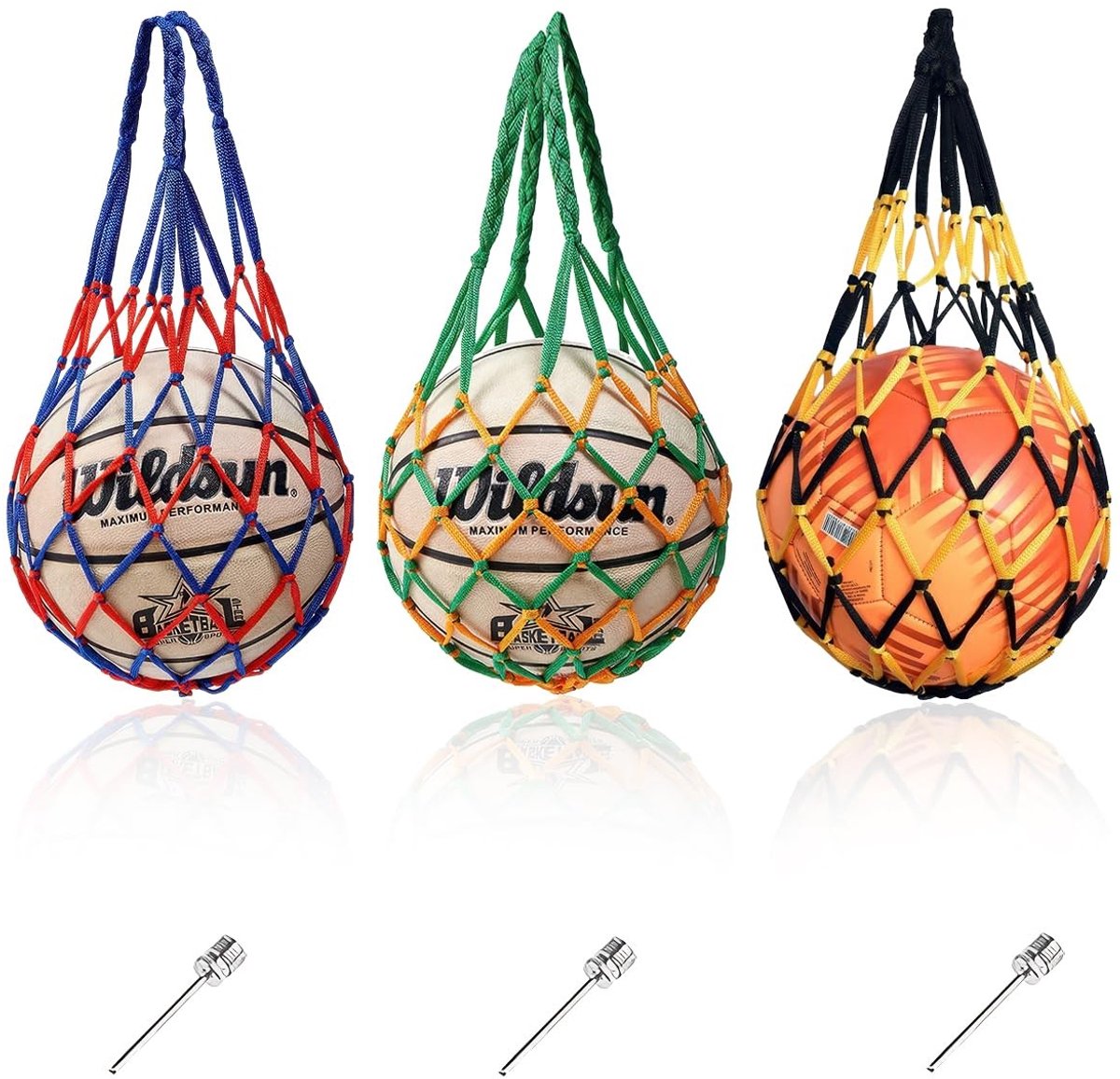Dailygoods - Basketbalnettas - Draagbare Nettas - Hoge Dikte Handgrepen - Levendige Kleuren - Sportnettas voor Ballen - Geschikt voor Basketbal, Volle
