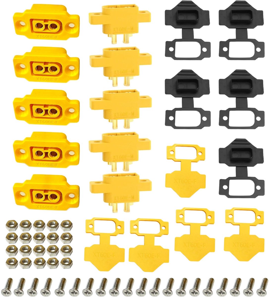 Dailygoods - Hoogstroom Inbouwstekkers - Waterdichte XT60E-F Stekkers - Lichtgewicht en Betrouwbaar - Voor Lipo Accu's - Inclusief Mannelijke Stekkera