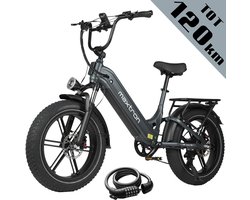 vankel Camel Elektrische Fiets–864Wh Accu–20×4.0 Inch Fatbike Banden–Actieradius tot 120 km–Geüpgrade Hydraulische Schijfremmen met Motoronderbreking–Verende Voorvork met Lock-out (Dubbele Modus) –Shimano 7 Versnellingen–Elektrische Stadsfiets–Grijs