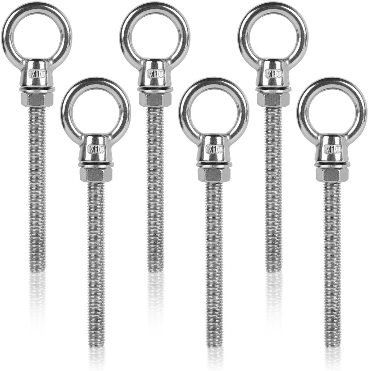 Dailygoods - Oogbout - Roestvrij staal - 6 stuks - M10 oogschroef - 100 mm - Hoogwaardig en sterk - Geschikt voor houtwerk