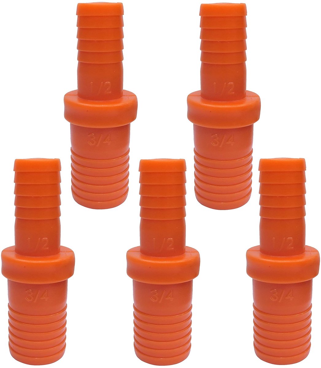 Dailygoods - Reparatie-fittingen - Set van 5 - Duurzaam - 1/2''-3/4'' - Voor druppel- en micro-irrigatiesystemen - Verbinding voor tuinslangen