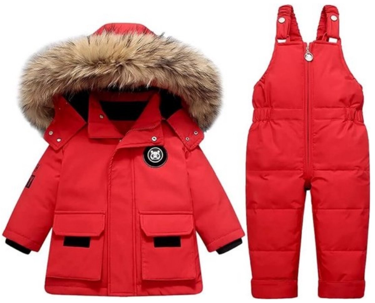 Kraftverdia® skipak skipak baby winterpak voor baby ski-donsjack pak winddicht warm Tops en broeken 2STUKS Geschikt voor jongens en meisjes Sneeuwpak Wit
